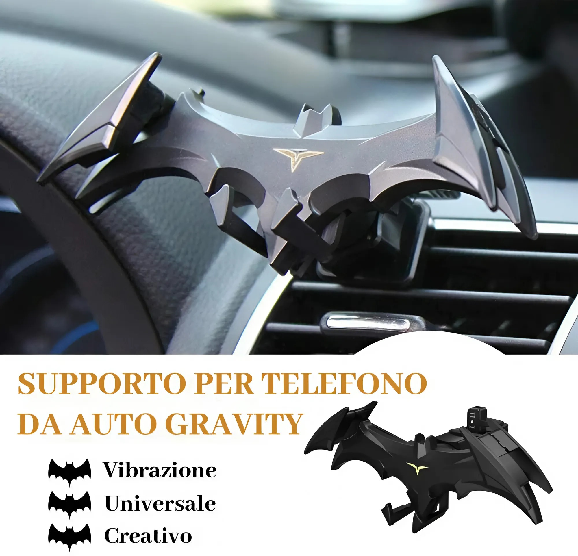 Supporto per telefono da auto a forma di ali di pipistrello
