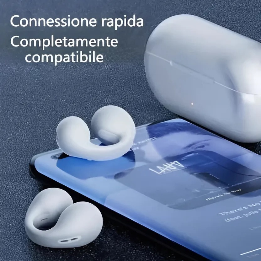 Cuffie a conduzione ossea con clip auricolare wireless