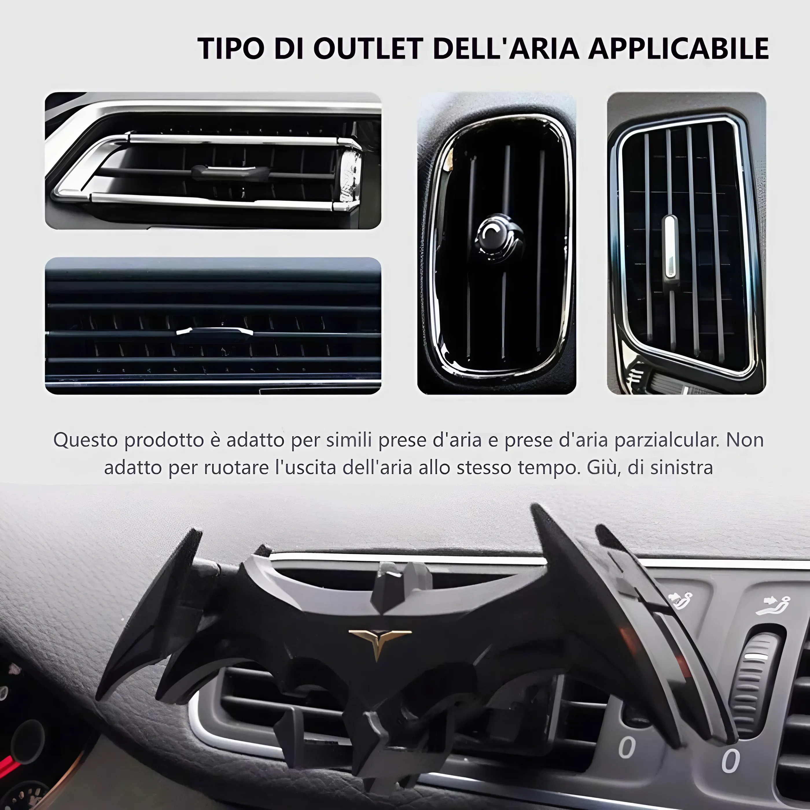 Supporto per telefono da auto a forma di ali di pipistrello