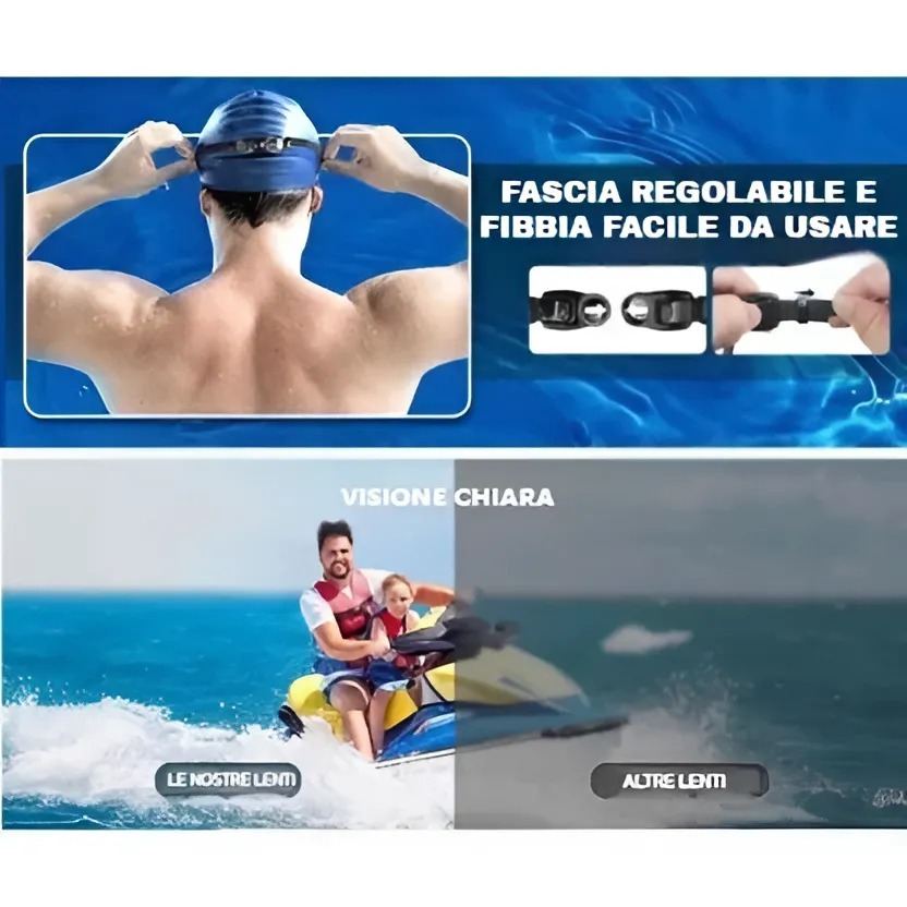 Occhiali da nuoto antiappannamento Wide View