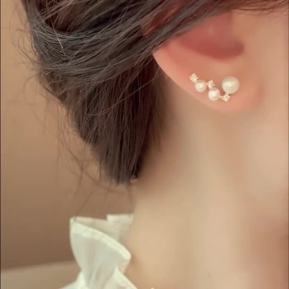 Orecchini con perle Akoya naturali da donna, orecchini a forma di ago in argento sterling 925