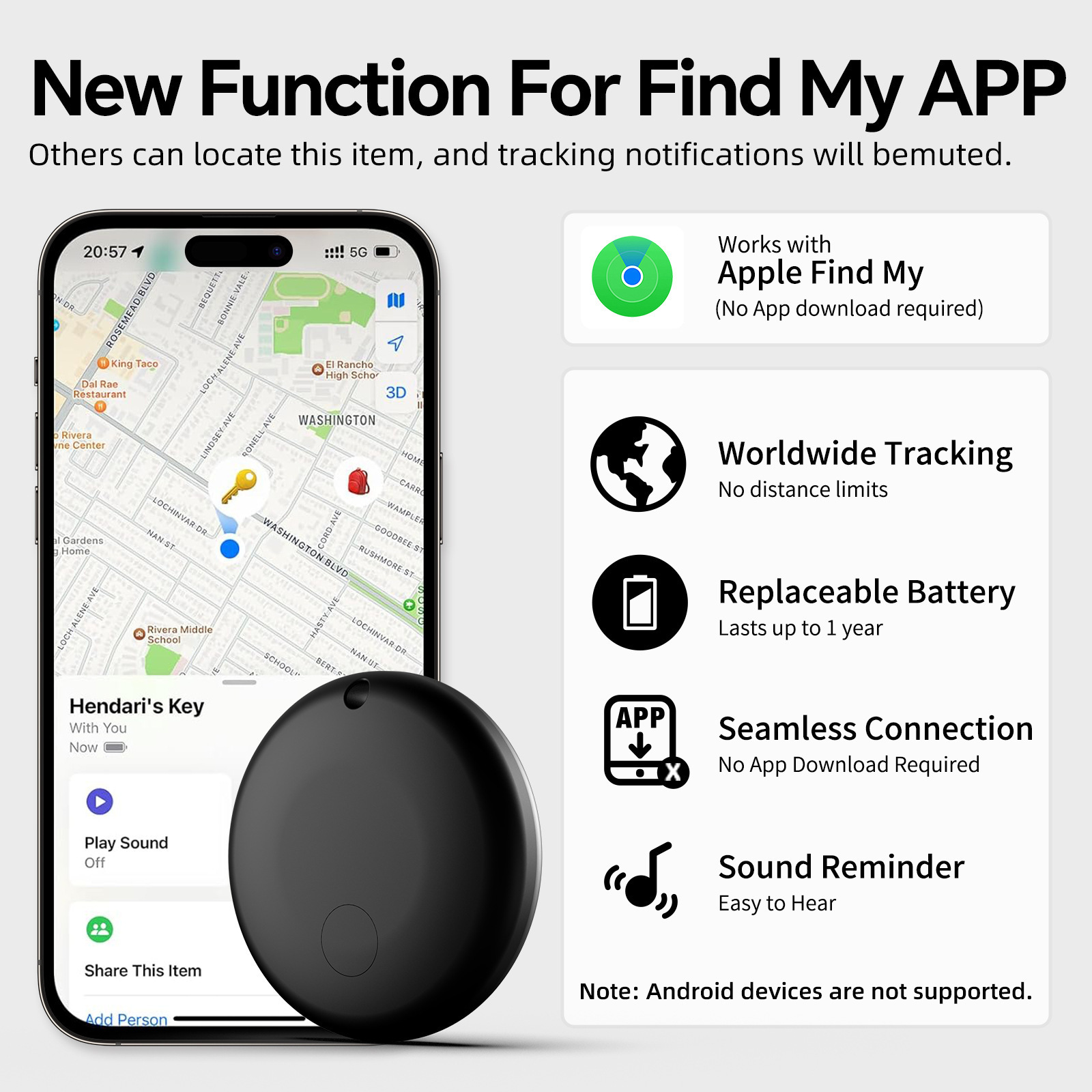 Dispositivo anti-smarrimento Bluetooth Airtag con posizionamento globale per anziani e bambini