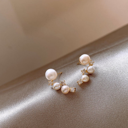 Orecchini con perle Akoya naturali da donna, orecchini a forma di ago in argento sterling 925