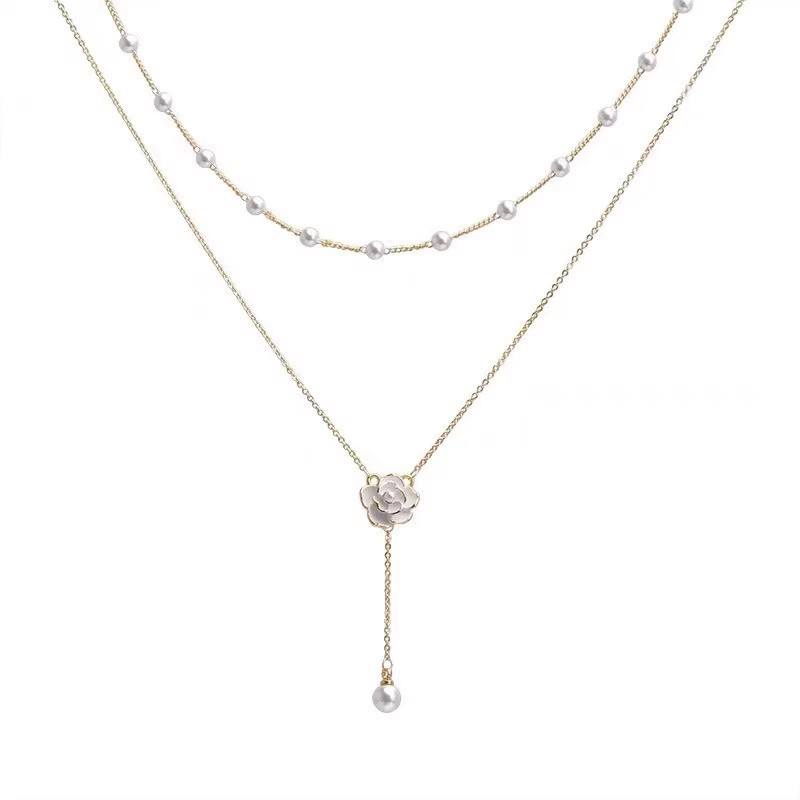 Nuova collana da donna in argento 925 con doppio strato di perle Akoya