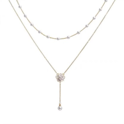 Nuova collana da donna in argento 925 con doppio strato di perle Akoya