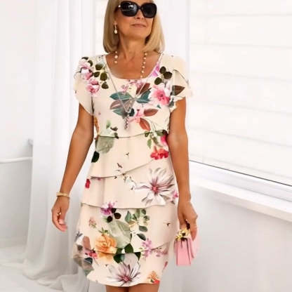 🌸Saldi di primavera🌸 Abito a cascata multistrato con stampa floreale【S-5XL】