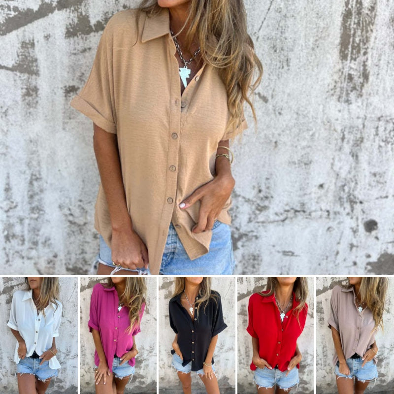 🌸Offerte di primavera🌸 Camicia casual da donna, tinta unita, vestibilità ampia