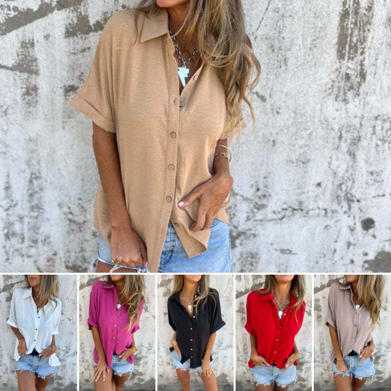 🌸Offerte di primavera🌸 Camicia casual da donna, tinta unita, vestibilità ampia