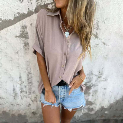 🌸Offerte di primavera🌸 Camicia casual da donna, tinta unita, vestibilità ampia