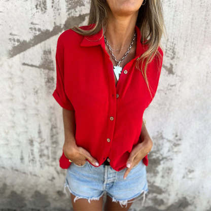 🌸Offerte di primavera🌸 Camicia casual da donna, tinta unita, vestibilità ampia