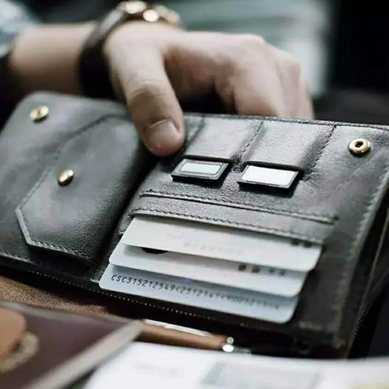 Portafoglio in pelle con blocco RFID