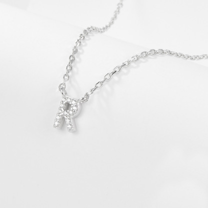 Collana con lettera iniziale tempestata di argento 925 I 45 cm