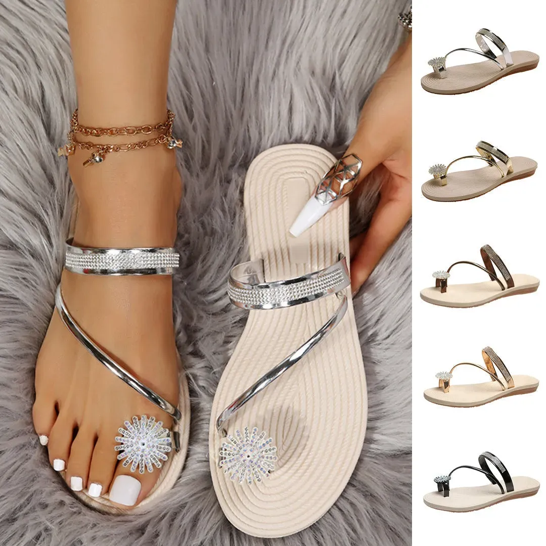 Sandali estivi con strass lucidi