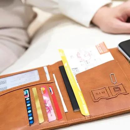 Portafoglio in pelle con blocco RFID