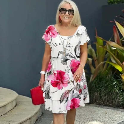 🌸Saldi di primavera🌸 Abito a cascata multistrato con stampa floreale【S-5XL】