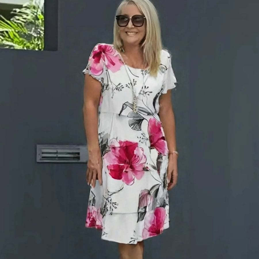 🌸Saldi di primavera🌸 Abito a cascata multistrato con stampa floreale【S-5XL】