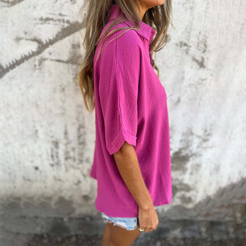 🌸Offerte di primavera🌸 Camicia casual da donna, tinta unita, vestibilità ampia