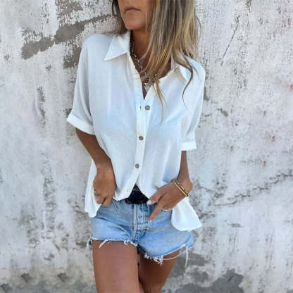 🌸Offerte di primavera🌸 Camicia casual da donna, tinta unita, vestibilità ampia