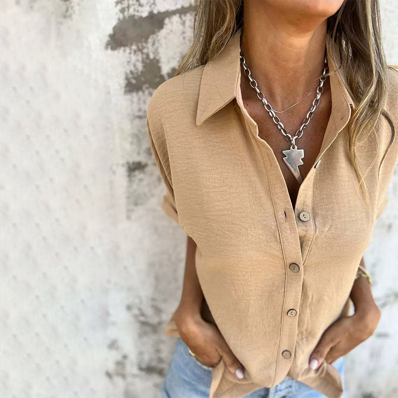 🌸Offerte di primavera🌸 Camicia casual da donna, tinta unita, vestibilità ampia