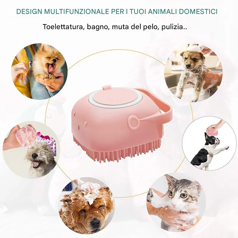 Spazzola massaggiante per il bagno degli animali domestici