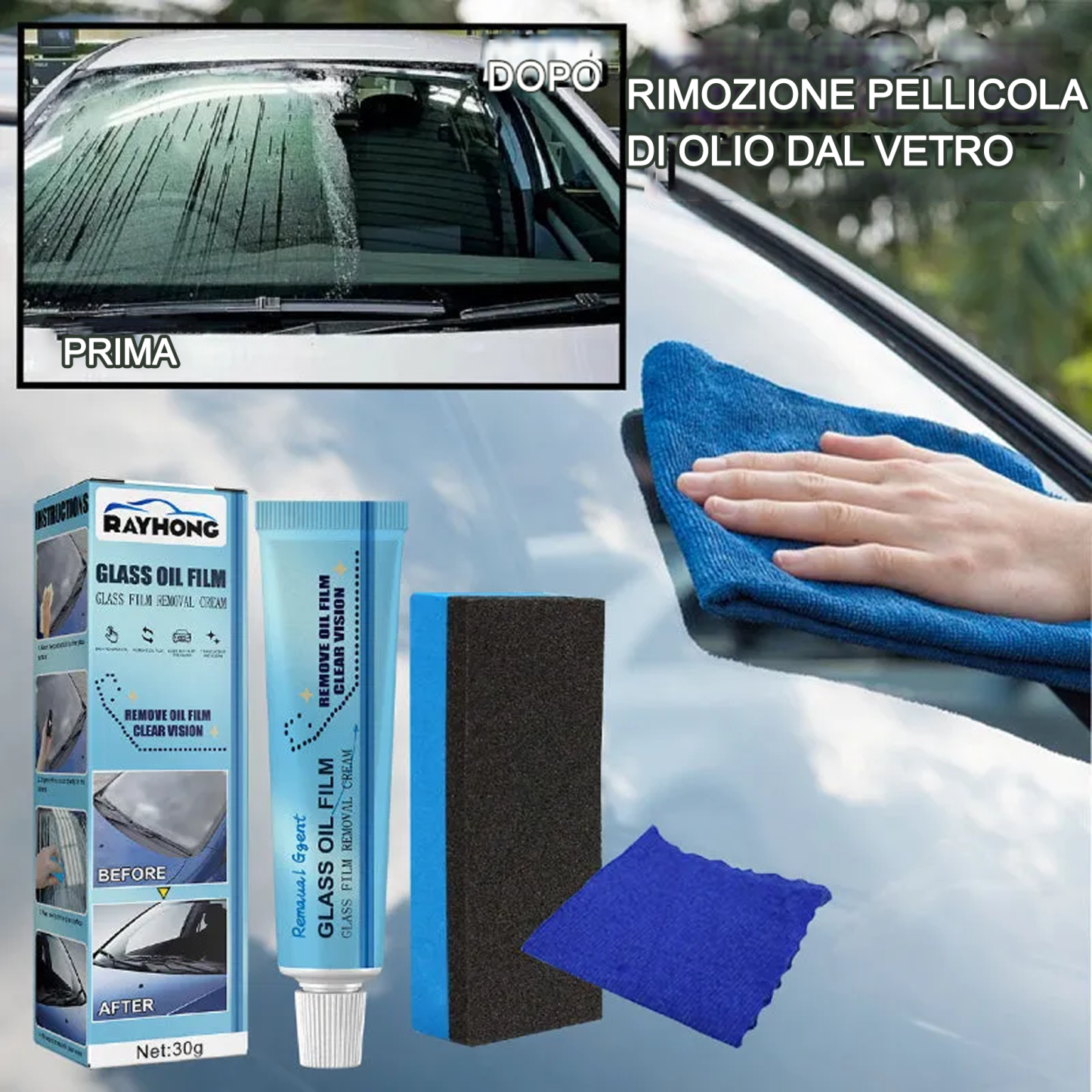 🎊GRANDE OFFERTA🎊 Detergente per pellicole oleose per vetri auto ♻Sicurezza e protezione a lungo termine♻