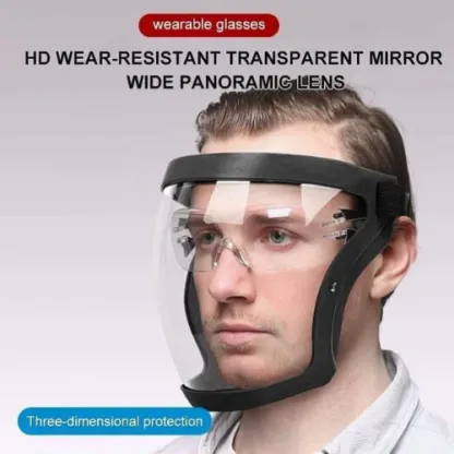 La visiera protegge il viso dalle polveri sottili e dalla nebbia ✓