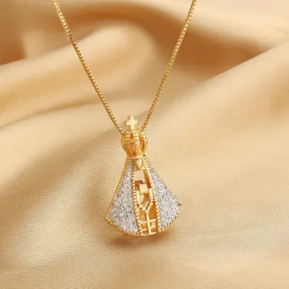 Collana Madonna bifacciale placcata oro 18 carati | COMPRA 1 E RICEVI 2 GRATIS [Offerta di Pasqua imperdibile!]