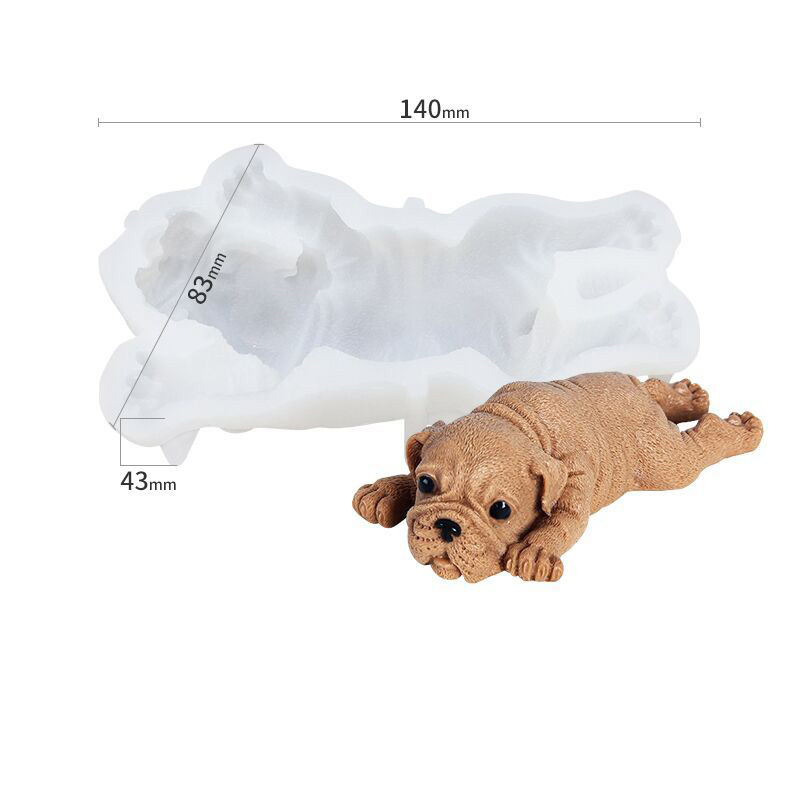 Stampo in silicone 3D per cane Shar Pei, torta, mousse, budino, gelato