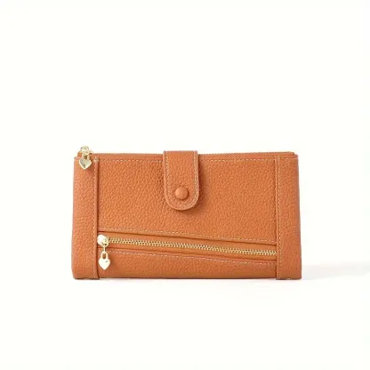 【Acquista 1 e ricevi 1 gratis】Portafoglio da donna retrò in vera pelle con doppia cerniera e slot multi-carta
