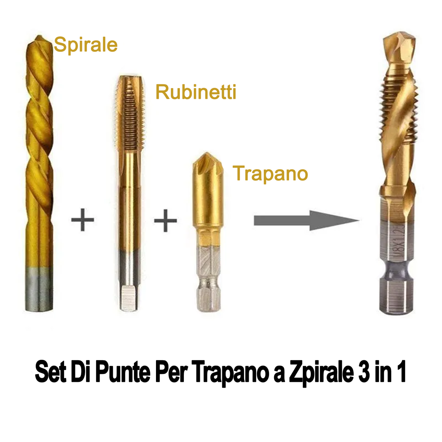 6 Piece Metric Thread Tap Drill Bits Set