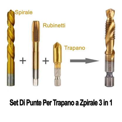 6 Piece Metric Thread Tap Drill Bits Set