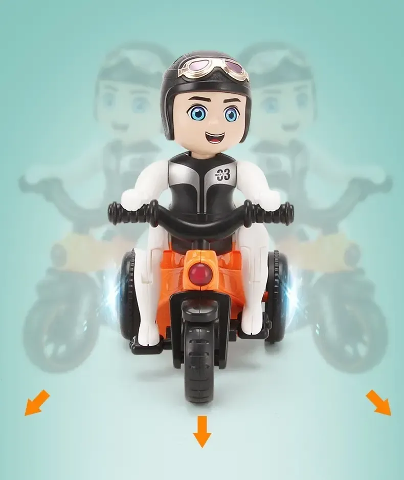 Triciclo giocattolo Stunt Bike con rotazione automatica a 360 gradi e luci danzanti 4D