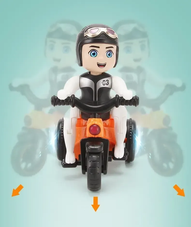 Triciclo giocattolo Stunt Bike con rotazione automatica a 360 gradi e luci danzanti 4D