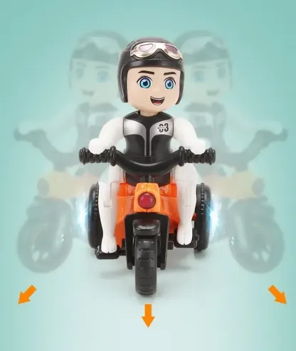 Triciclo giocattolo Stunt Bike con rotazione automatica a 360 gradi e luci danzanti 4D