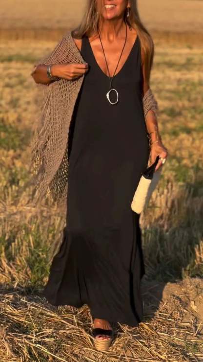 🔥👗Abito lungo con scollo a V da donna
