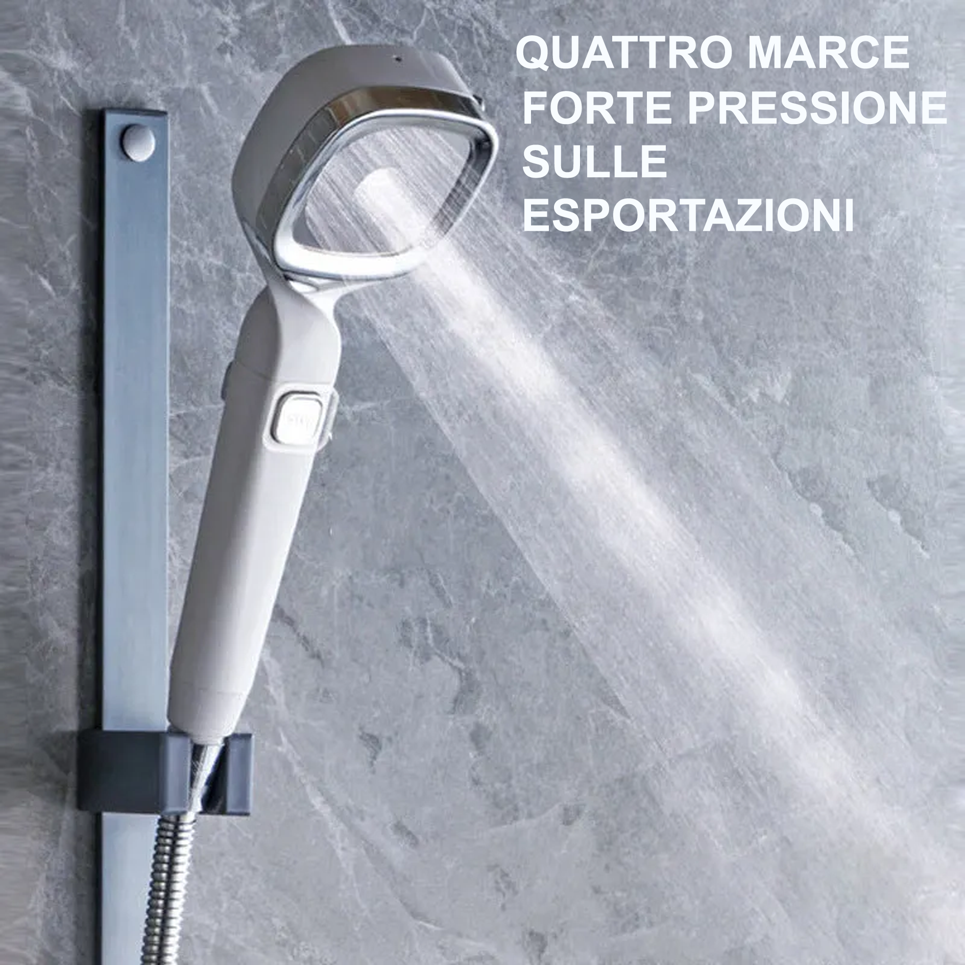 Soffione doccia pressurizzato portatile a 4 modalità con interruttore di pausa