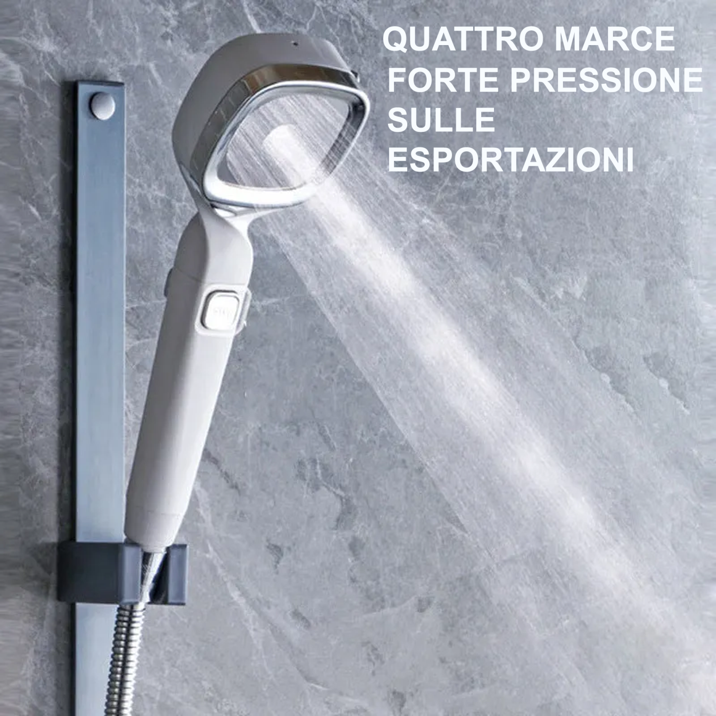 Soffione doccia pressurizzato portatile a 4 modalità con interruttore di pausa
