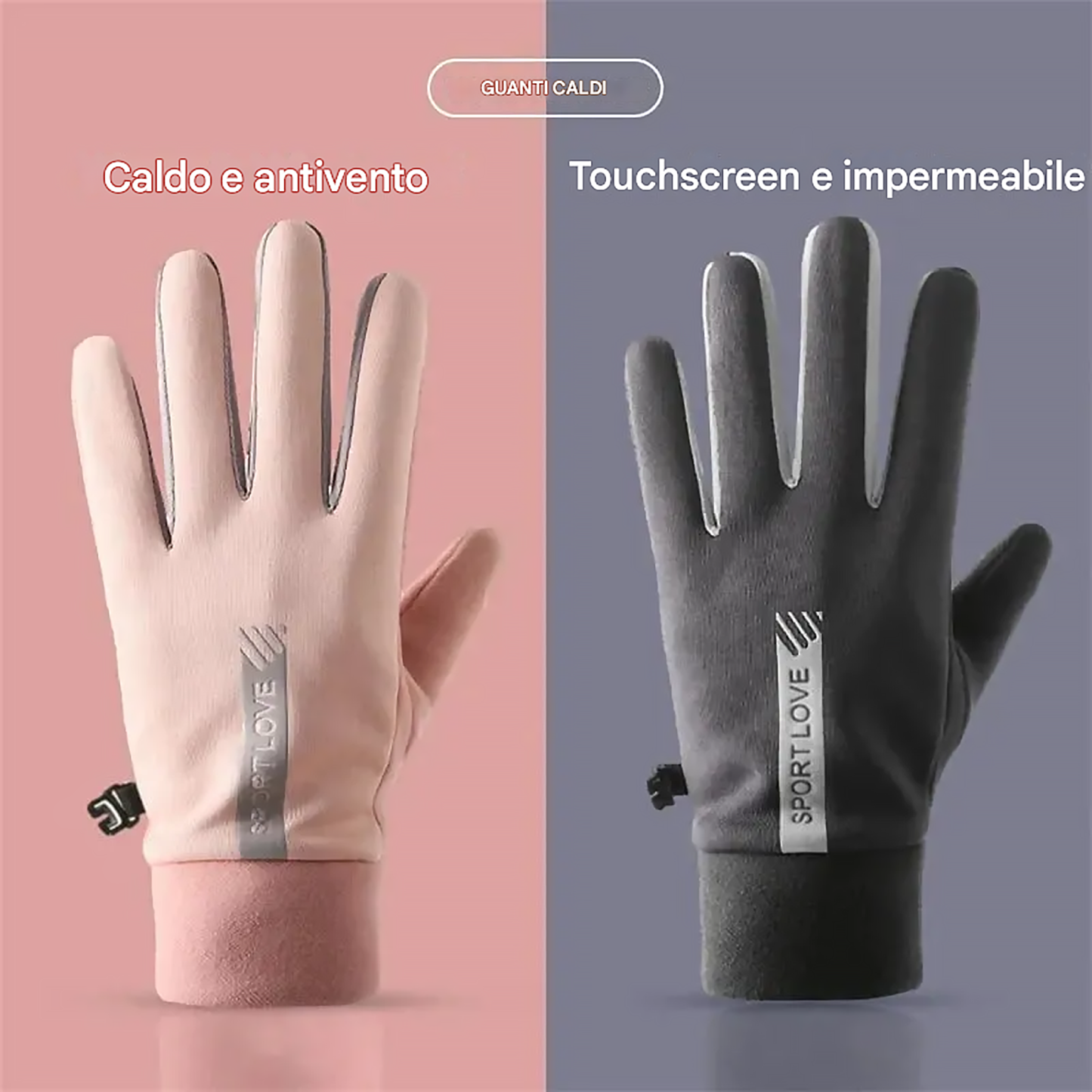 Guanti impermeabili touch screen antiscivolo resistenti al freddo