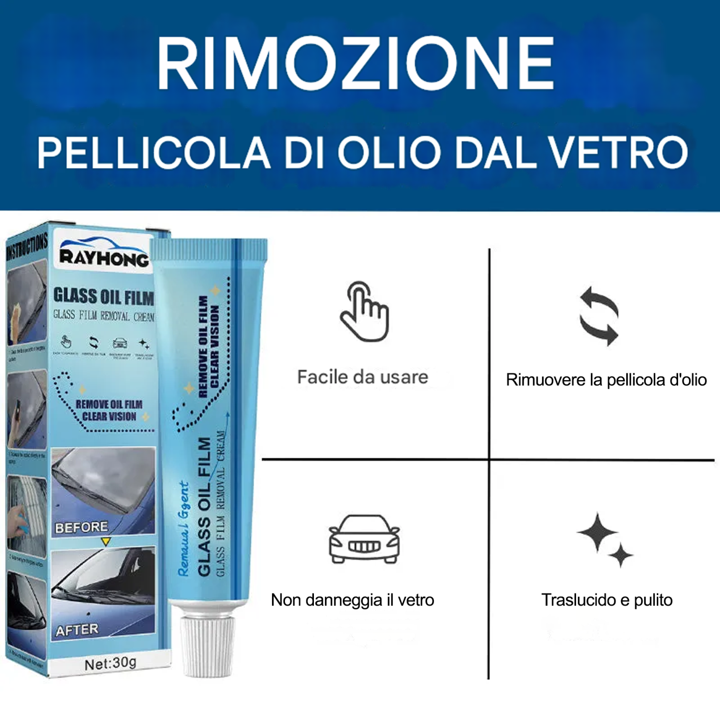 🎊GRANDE OFFERTA🎊 Detergente per pellicole oleose per vetri auto ♻Sicurezza e protezione a lungo termine♻