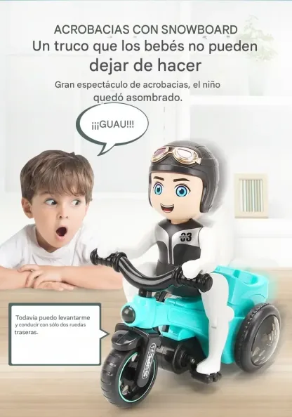 Triciclo giocattolo Stunt Bike con rotazione automatica a 360 gradi e luci danzanti 4D