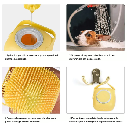 Spazzola massaggiante per il bagno degli animali domestici