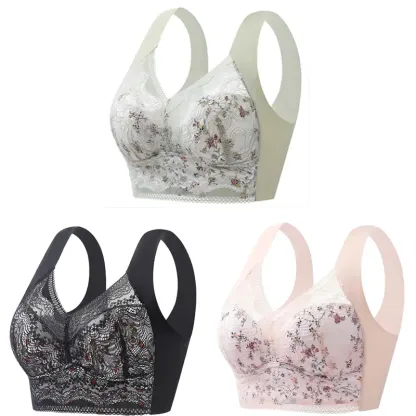 【Confezione da 3/6】Reggiseno in seta ghiacciata senza cuciture per taglie forti, traspirante e regolabile【40 kg-100 kg】