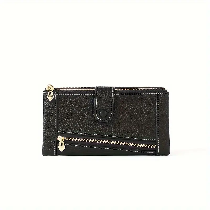 【Acquista 1 e ricevi 1 gratis】Portafoglio da donna retrò in vera pelle con doppia cerniera e slot multi-carta