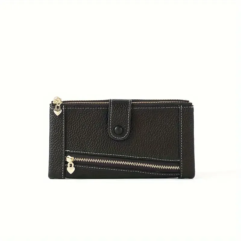 【Acquista 1 e ricevi 1 gratis】Portafoglio da donna retrò in vera pelle con doppia cerniera e slot multi-carta