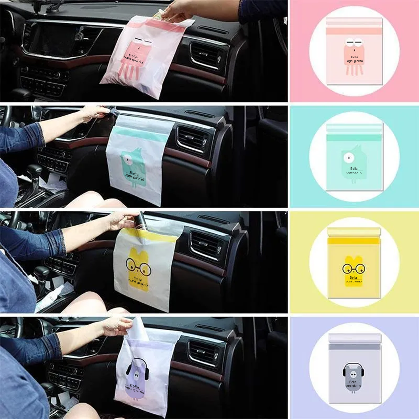Sacchetti per la pulizia autoadesivi biodegradabili