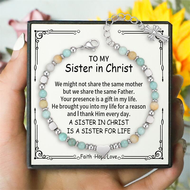 A mia sorella - Una sorella in Cristo è una sorella per la vita - Bracciale religioso con croce