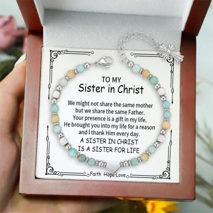 A mia sorella - Una sorella in Cristo è una sorella per la vita - Bracciale religioso con croce
