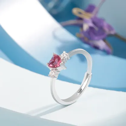 Anello in argento con cuore "Pink Gemstone"