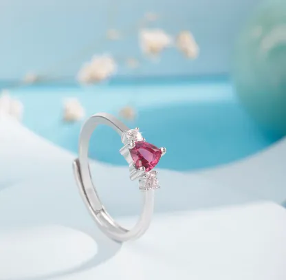 Anello in argento con cuore "Pink Gemstone"
