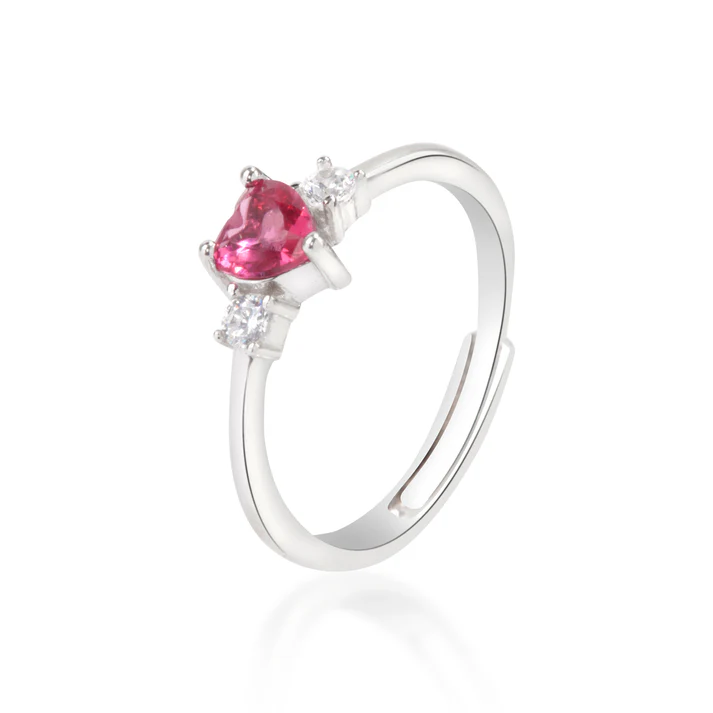 Anello in argento con cuore "Pink Gemstone"